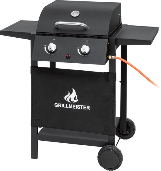Gas bbq barbecue- met zijbrander- tafelmodel-zwart-met wielen-hoge kwaliteit