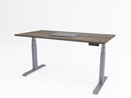 Tri-desk Premium | Elektrisch zit-sta bureau | Aluminium onderstel | Logan eiken blad | 120 x 80 cm