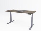 Tri-bureau Premium | Bureau assis-debout électrique | Base en aluminium | Feuille de chêne Logan | 160 x 80 cm