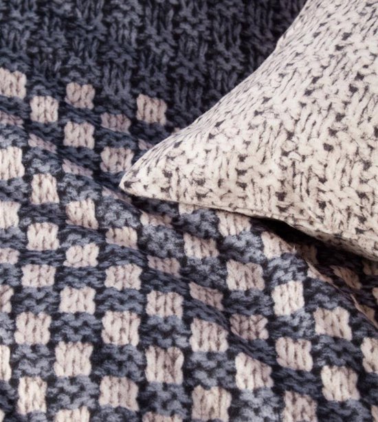 Beddinghouse Maelis Dekbedovertrek - Flanel - Lits-jumeaux - 240x200/220 cm - Antraciet van Merkloos — afbeelding 2