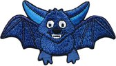 Strijkembleem - Patch - Vleermuis blauw 5 x 8,5 cm