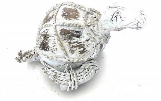 Sculptuur hout - schildpad H20  - coco white - decoratief