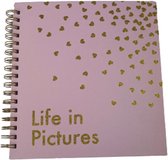 Fotoalbum "Life In Pictures" - Roze / Goud - Karton / Papier - 24 x 23 cm - Fotoboek - Knutselen