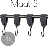 4x S-haak hangers - Handles and more® | NAVY - maat S (Leren S-haken - S haken - handdoekkaakje - kapstokhaak - ophanghaken)