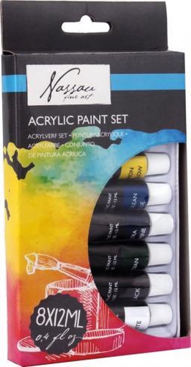 Nassau acryl verf set met 8 verschillende kleuren (schilderen / verven)