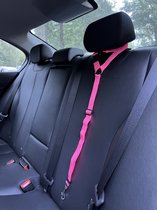 Verstelbare autogordel voor honden - Hondengordel - Hondenriem - Roze - Adjustable dog harness for the car - Leash - Pink
