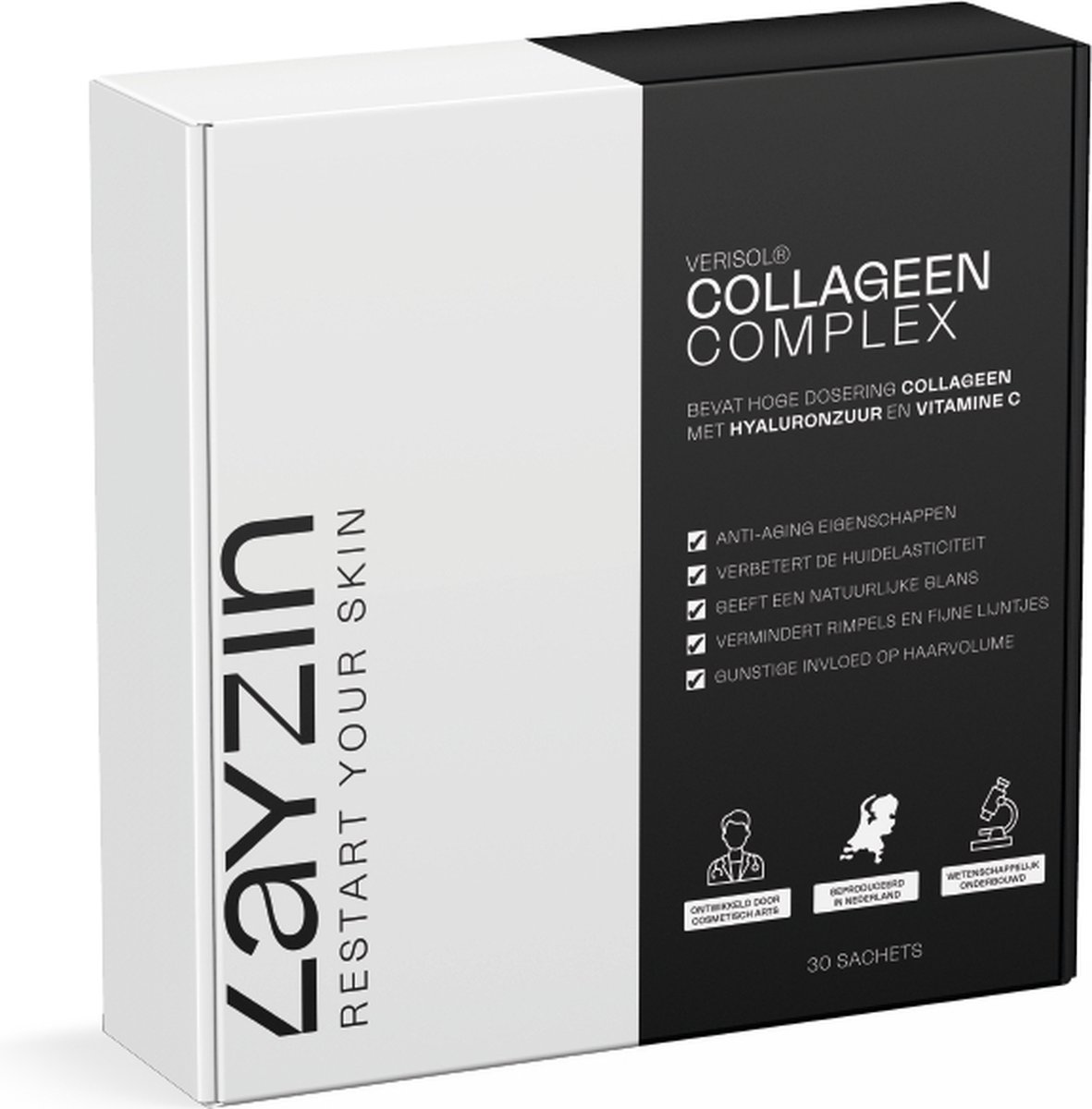 Goedkoopste LAYZIN Verisol Collageen Complex Poeder - Collageen - Glow skin - 5000 mg Collageen Hyaluronzuur Vitamine C – Stimuleert Huid Elasticiteit, Vermindert Rimpels & Fijne Lijntjes, Bevordert Haar & Nagels – Halal – 30 Zakjes