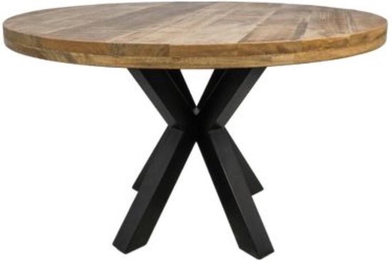 Sfeerwonen en Zo® Ronde tafel met spinpoot - 150 cm - mango hout - DIK BLAD
