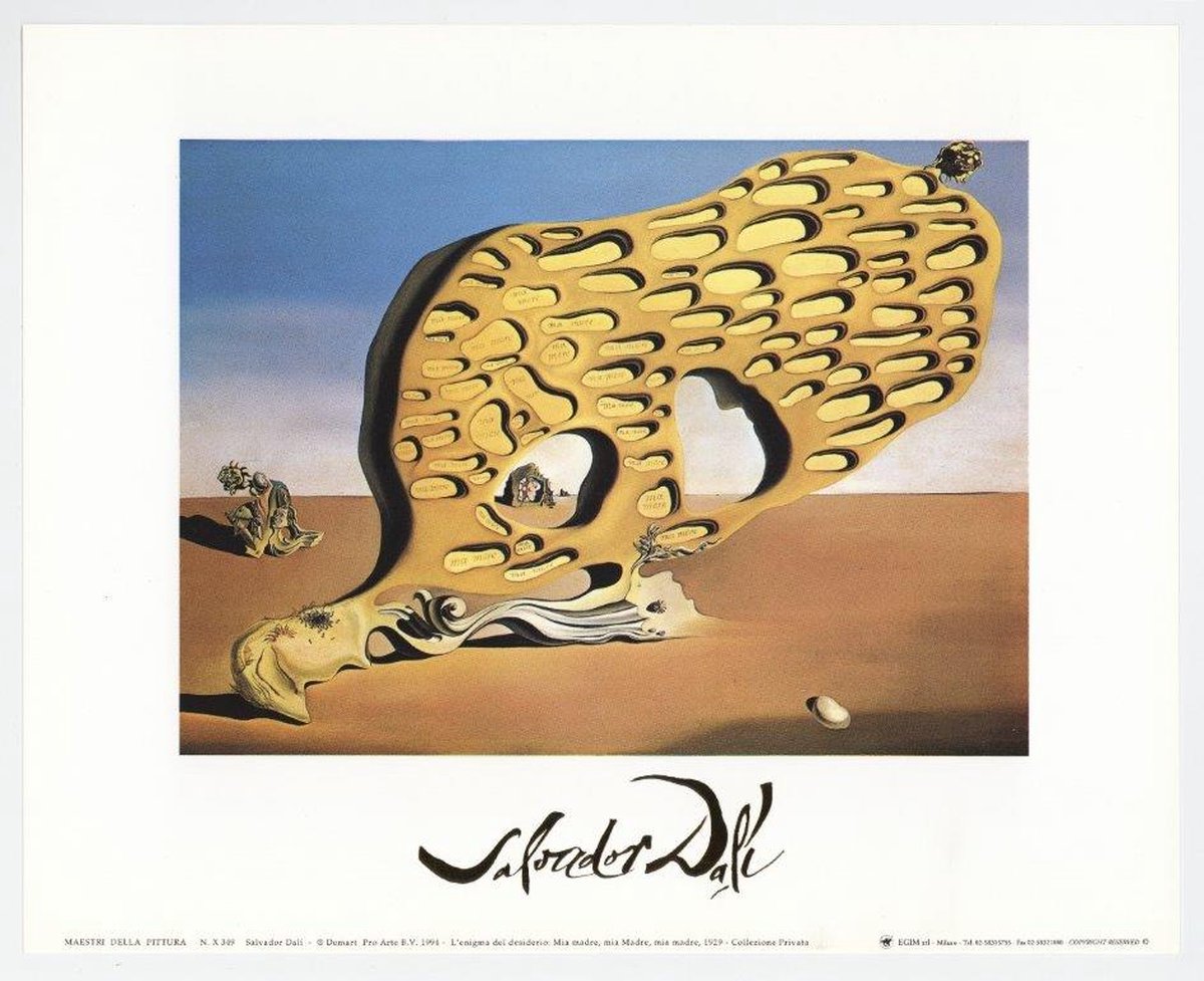 Catch Projecten Mini kunstposter - The Enigma of Desire, or: My Mother, My Mother, My Mother - Salvador Dalí - 24x30 cm Multicolor