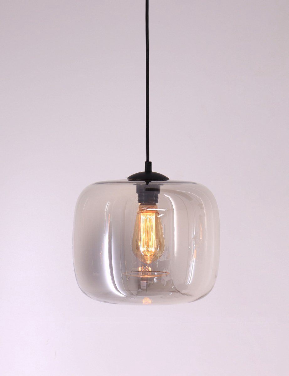 Hanglamp EEF Folded - getint grijs glas blok - ø28cm - 150cm
