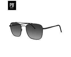 PB Sunglasses - Legend Black - Zonnebril heren en dames - Gepolariseerde lenzen - Vierkante zonnebril - Mat metalen frame - Zwarte zonnebril