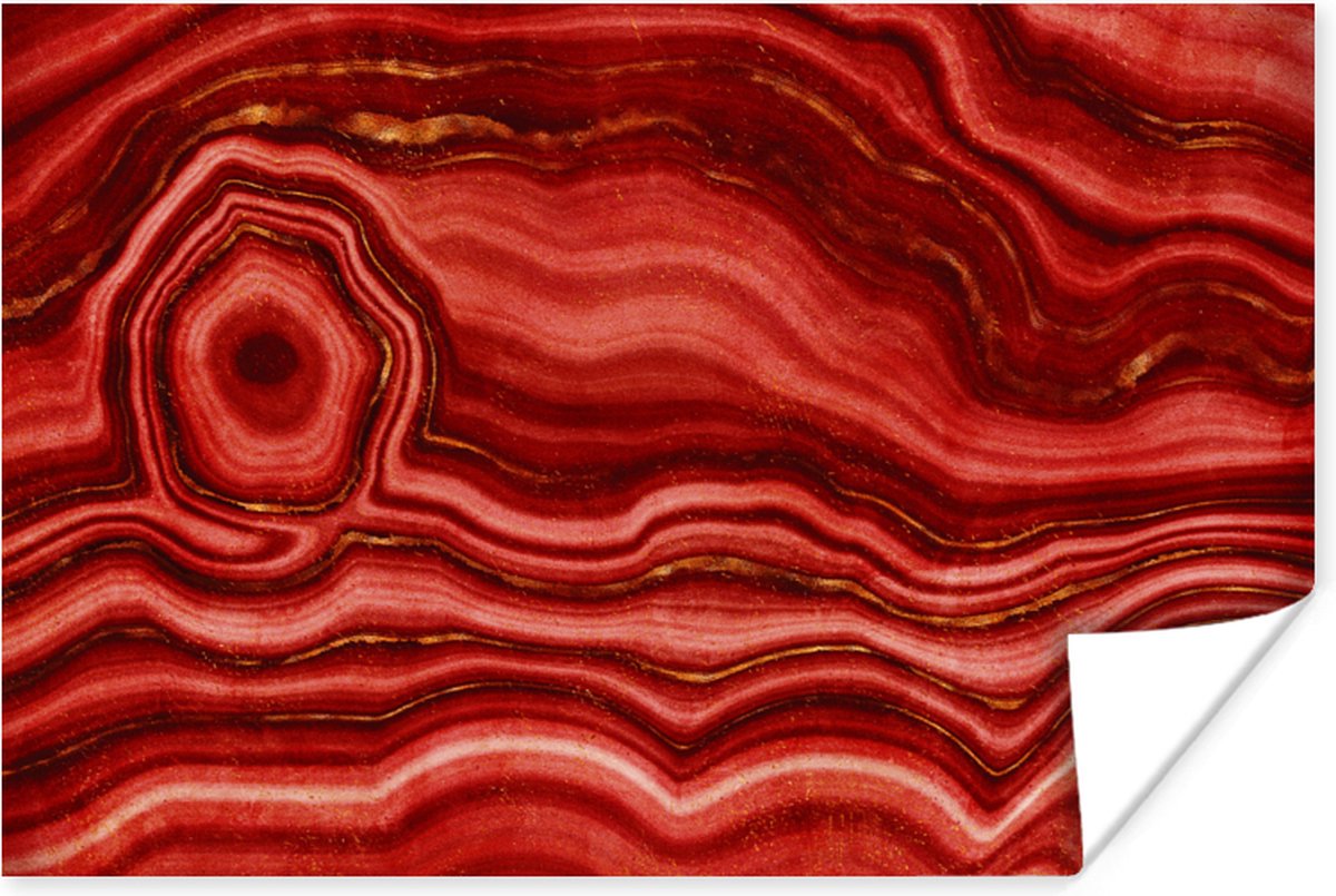 Poster Rood - Agaat - Edelstenen - 90x60 cm