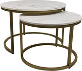 Table basse Ronin set de 2 - ø70x47/ø55x41 cm - Wit/ or - Marbre / métal