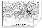 Poster Plattegrond - Lille - Kaart - Frankrijk - Stadskaart - Zwart wit - 90x60 cm