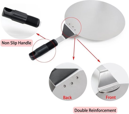 Pizzaschep aluminium met houten steel 900 mm - Limburgs Bakwinkeltje