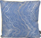 Zinzi Gold/Blue Kussenhoes | Jacquard / Polyester | Blauw | 45 x 45 cm