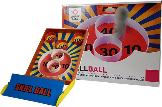 Afbeelding van het spel Kermis Skeeball / Skillball spel inclusief 5 houten ballen