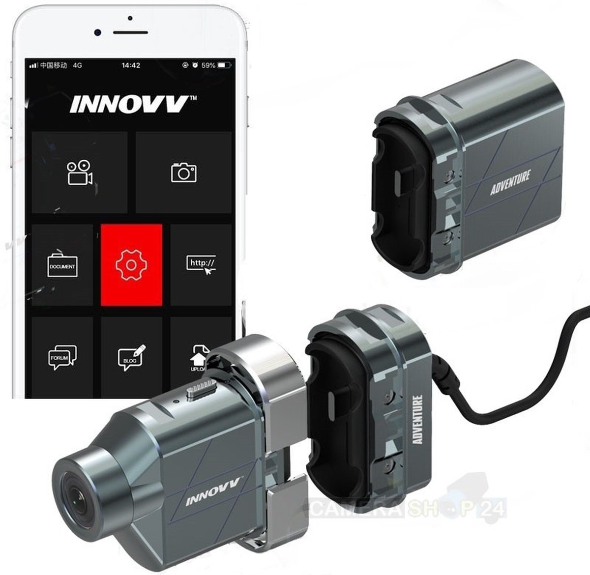 INNOVV H5 - Helm Camera - 4K Resolutie - Wifi - App - Micro SD-Kaart Slot - Motor Dashcam - IP65 - Ingebouwde Microfoon