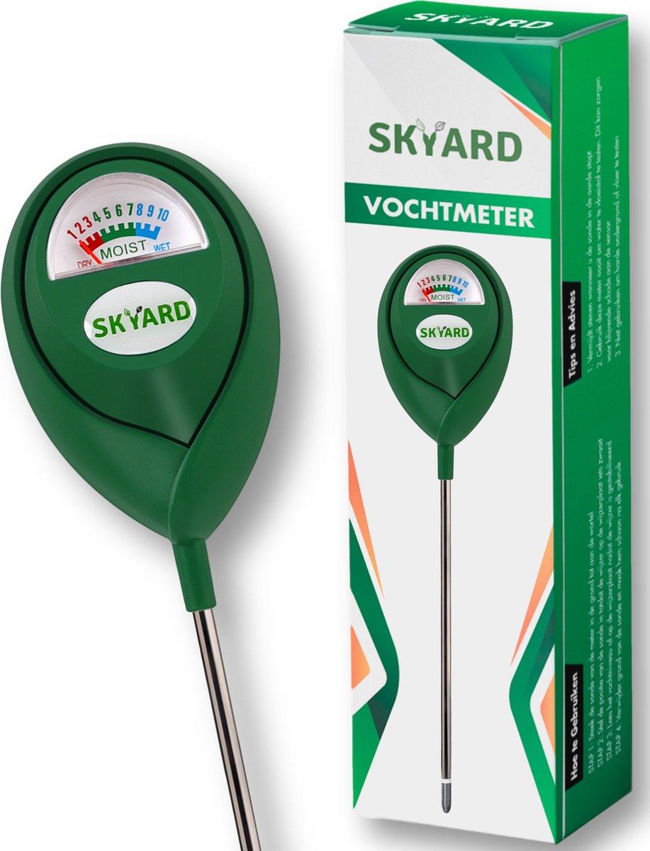 SKYARD® Vochtmeter voor Planten - Vochtigheidsmeter - Binnen en Buiten - Hygrometer Voor Kamerplanten - Vochtmeter Grond - Watermeter - Groen - Tuinartikelen - SKYARD