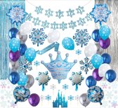 TripleAgoods 143 Stuks prinesjes thema Verjaardag Decoratie Versiering – Feestpakket met ballonnen, cupcake toppers, slingers, vlaggenlijn - Kinderfeestje Meisje - Decoratie voor prinsessenfeest - Sneeuwprinses