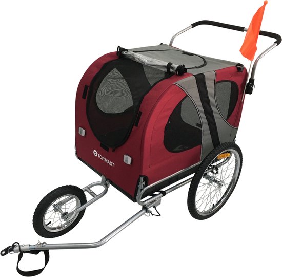 Topmast Easy Flow Dog Remorque Vélo - Avec Fonction Jogger - Pliable -  Blauw - Grand