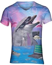 Business dolfijn Maat S V - hals - Festival shirt - Superfout - Fout T-shirt - Feestkleding - Festival outfit - Foute kleding - Dolfijn - Dolfijn t-shirt - Dierenshirt