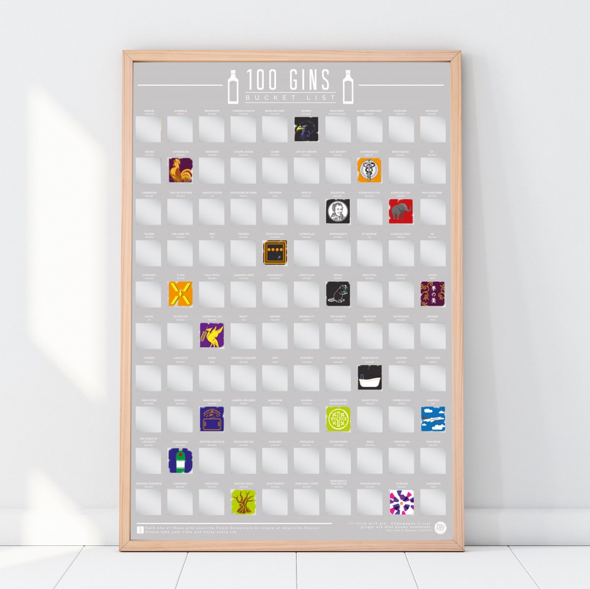 Gift Republic Bucketlist Scratch Poster - 100 Gins