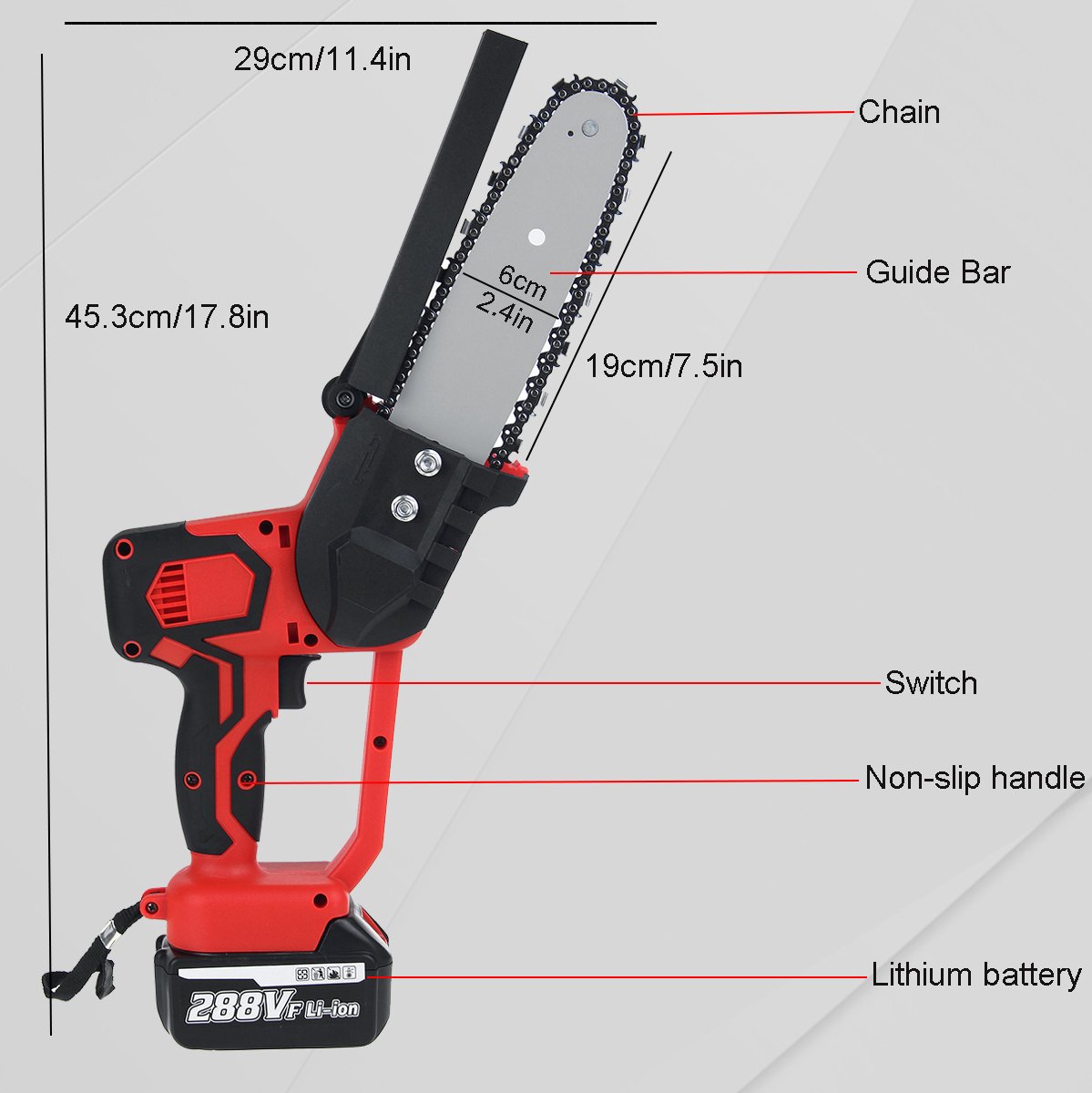 kettingzaag Draadloze kettingzaag met 2 LiIon batterij / oplader ergonomische...