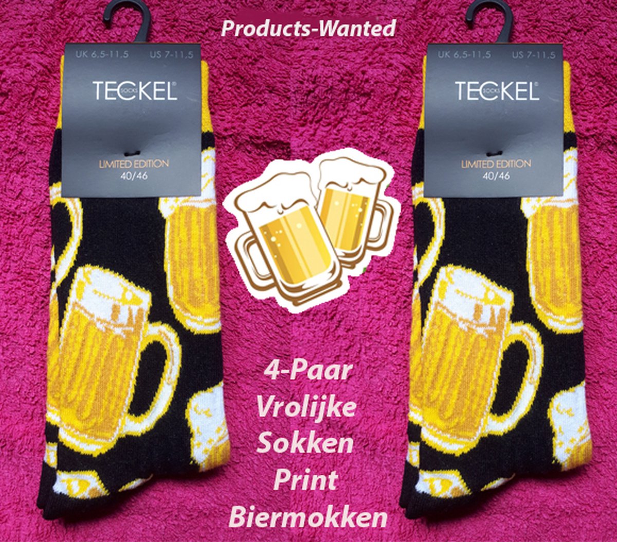 4-Paar Vrolijke Sokken Print Biermokken