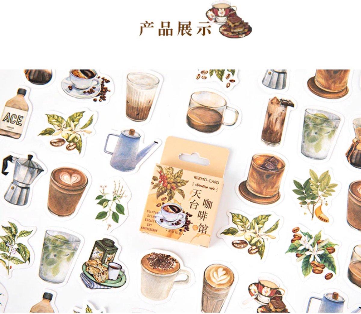 Koffie Stickers 46 stickers – Bullet Journal, Planner & Scrapbook Stickers – Sinterklaas & Kerstcadeau – Schoencadeau – Cadeaus onder €5