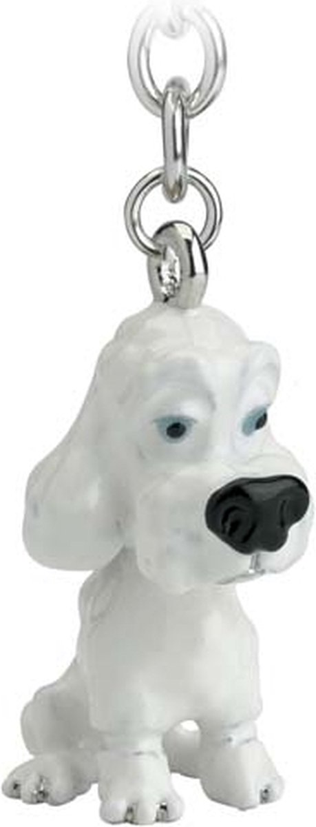 MadDeco - ludieke sleutelhanger witte Poedel pup - tassenhanger - winkelwagenmuntje - handgemaakt  - polystone - ong 9 cm hoog - onze kleine vriendjes