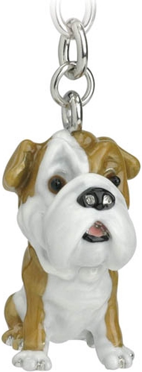MadDeco - ludieke sleutelhanger Bulldog pup - tassenhanger - winkelwagenmuntje - handgemaakt  - polystone - ong 9 cm hoog - onze kleine vriendjes