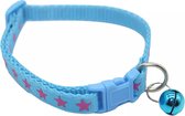 Premium Dierenhalsband met Sterren Print en Belletje Blauw | 19-33cm Verstelbaar | Geschikt voor Hond Kat Puppy en Kitten | Halsband | Halsbandje | Hondenhalsband | Hondenhalsbanden | Kattenhalsband | Kattenbandje met Belletje | Bel