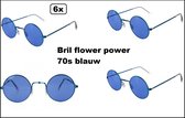 6x Lunettes flower power 70s blue - John lennon glasses beatles around 70s and 80s disco peace flower power happy together toppers