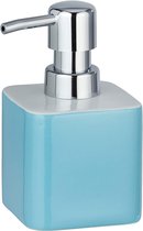 WENKO Distributeur de savon Elmo céramique bleue - Distributeur de savon liquide, distributeur de liquide vaisselle Contenu : 0,27 l, céramique, 7,5 0 13 x 8,5 cm, bleu