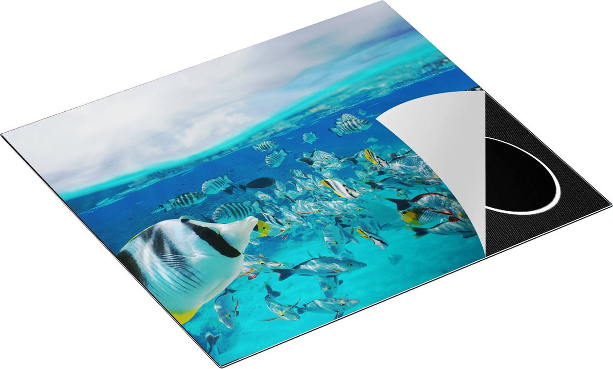 Chefcare Inductie Beschermer Zwerm Gele Vissen in het Water - 59x52 cm - Afdekplaat Inductie - Kookplaat Beschermer - Inductie Mat