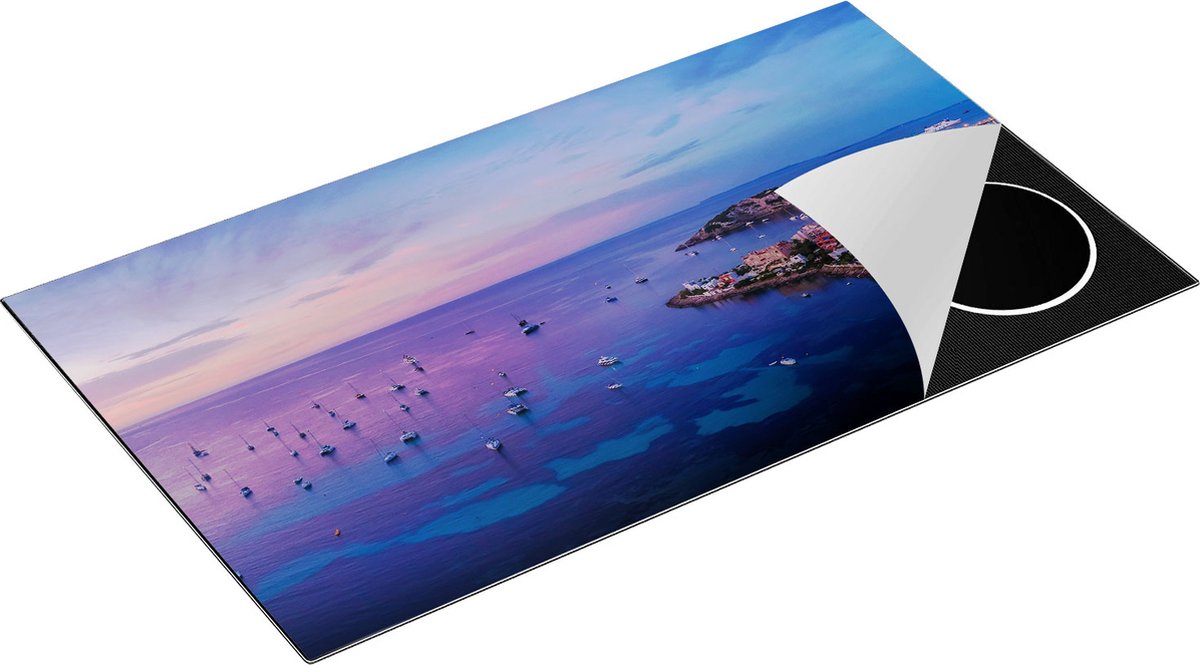 Chefcare Inductie Beschermer Ibiza met Boten op het Water bij Zonsopgang - 91,2x52 cm - Afdekplaat Inductie - Kookplaat Beschermer - Inductie Mat