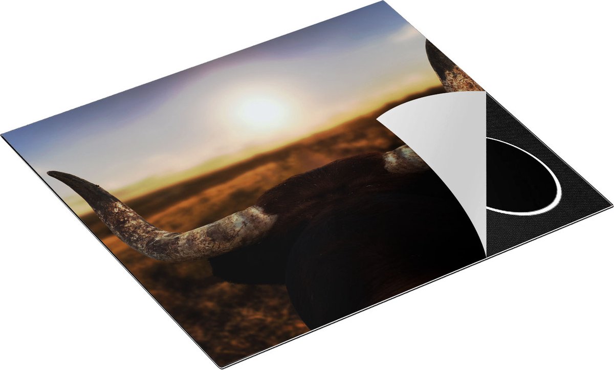 Chefcare Inductie Beschermer Stierenhoorns bij Zonsondergang - 60x55 cm - Afdekplaat Inductie - Kookplaat Beschermer - Inductie Mat