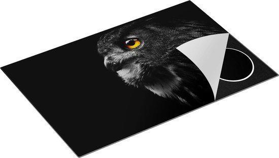 Chefcare Inductie Beschermer Zwarte Uil met Gouden Ogen - 80x55 cm - Afdekplaat Inductie - Kookplaat Beschermer - Inductie Mat