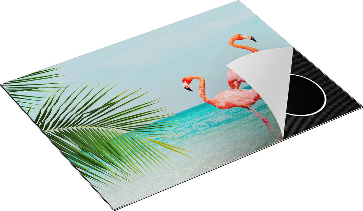 Chefcare Inductie Beschermer Twee Flamingo's in het Water - 70x52 cm - Afdekplaat Inductie - Kookplaat Beschermer - Inductie Mat