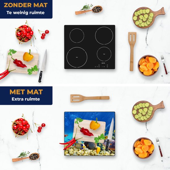 Chefcare Inductie Beschermer Vissen in de Oceaan met Koralen - 60x50 cm - Afdekplaat Inductie - Kookplaat Beschermer - Inductie Mat