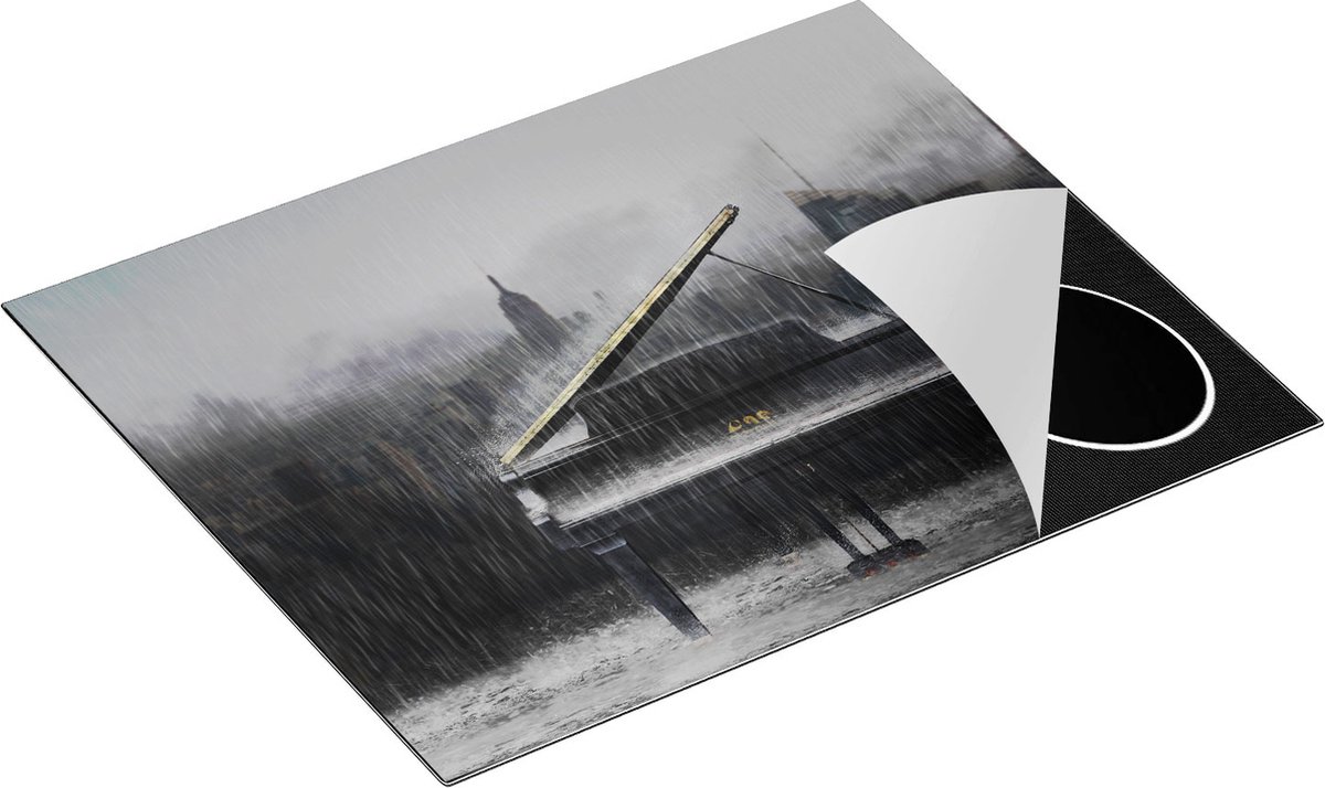 Chefcare Inductie Beschermer Piano in de Regen voor een Stad - 65x50 cm - Afdekplaat Inductie - Kookplaat Beschermer - Inductie Mat