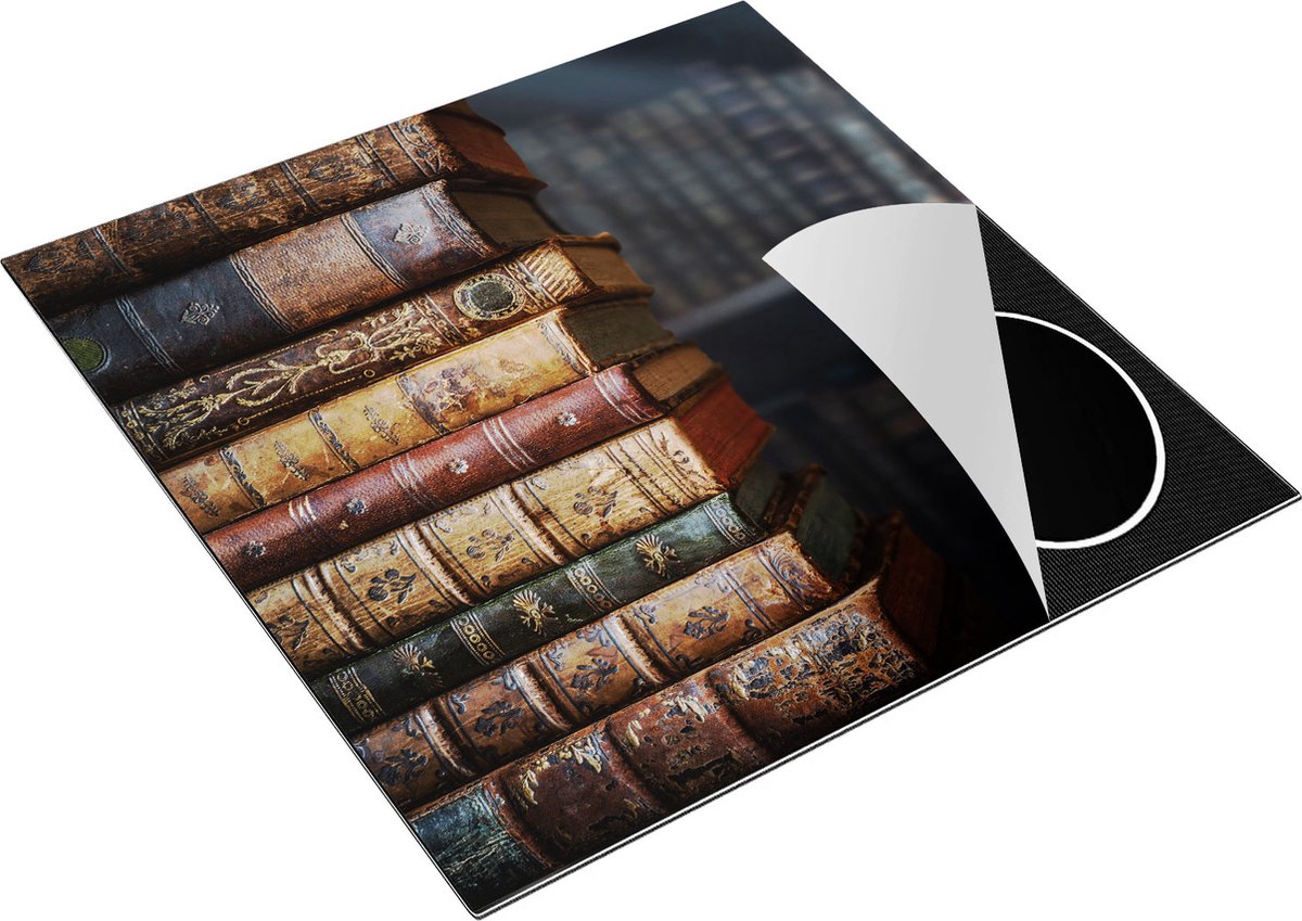 Chefcare Inductie Beschermer Oude Historische Boeken - Retro - 78x78 cm - Afdekplaat Inductie - Kookplaat Beschermer - Inductie Mat