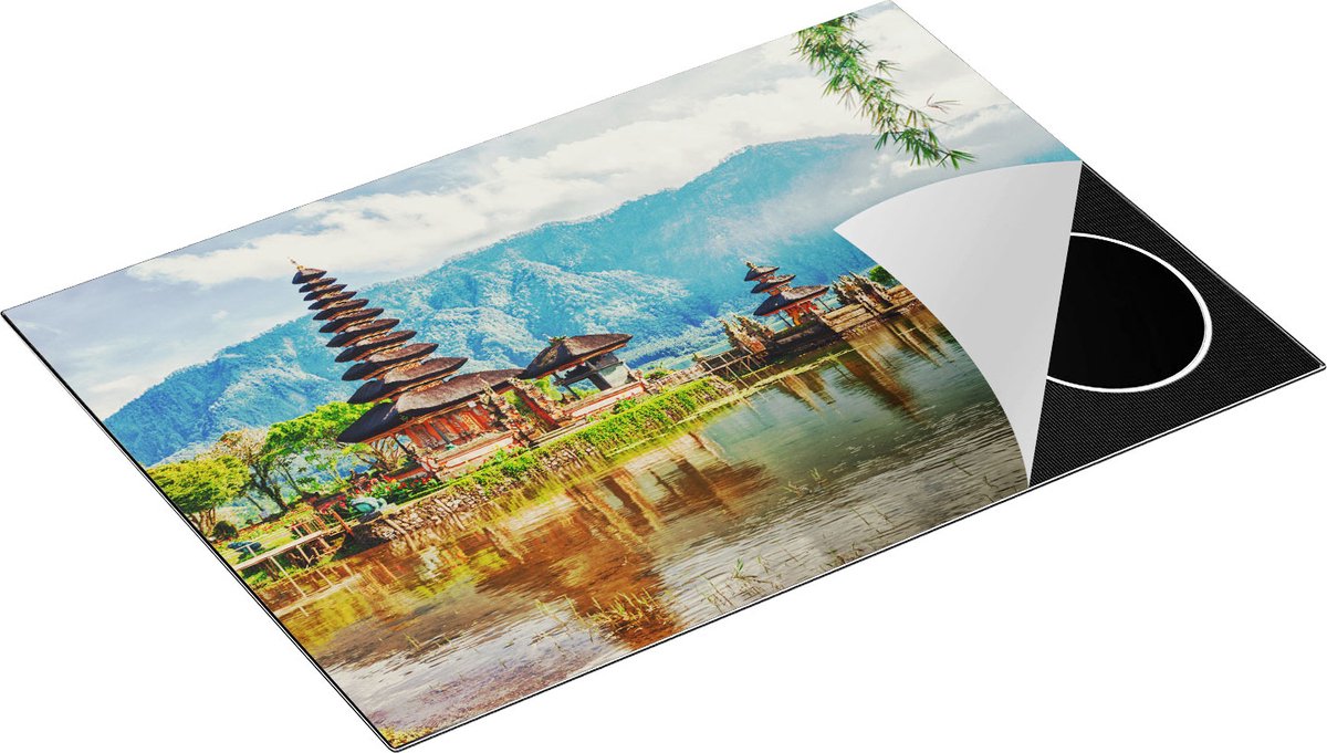 Chefcare Inductie Beschermer Pura Tempel in Bali op het meer Beratan - 75x55 cm - Afdekplaat Inductie - Kookplaat Beschermer - Inductie Mat