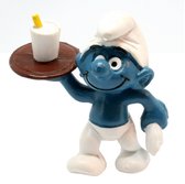 Kelner - Bediende - Schleich smurfen - Smurf met bruin dienblad - 5,5 cm