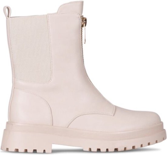 SmileFavorites® Biker boots, Chelsea boots - Beige - Imitatieleer - Maat 41