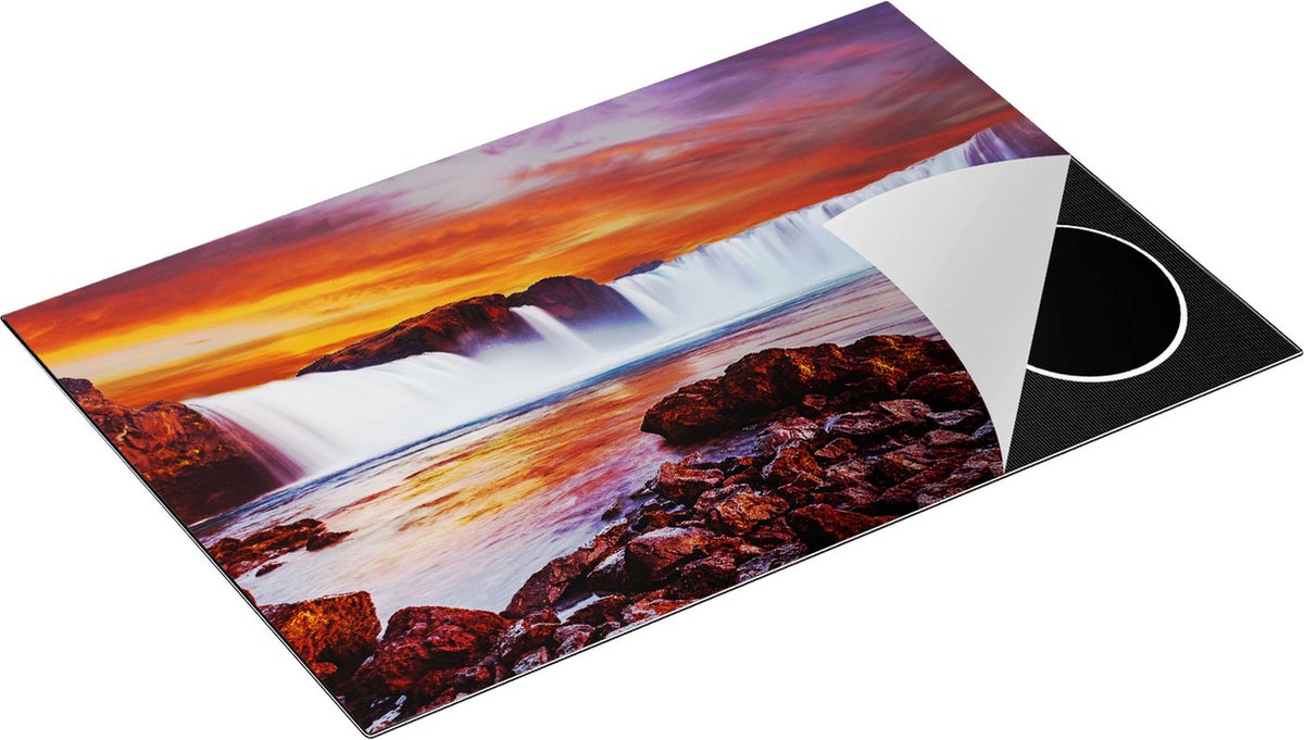 Chefcare Inductie Beschermer Waterval bij een Oranje Hemel - 81,6x52,7 cm - Afdekplaat Inductie - Kookplaat Beschermer - Inductie Mat