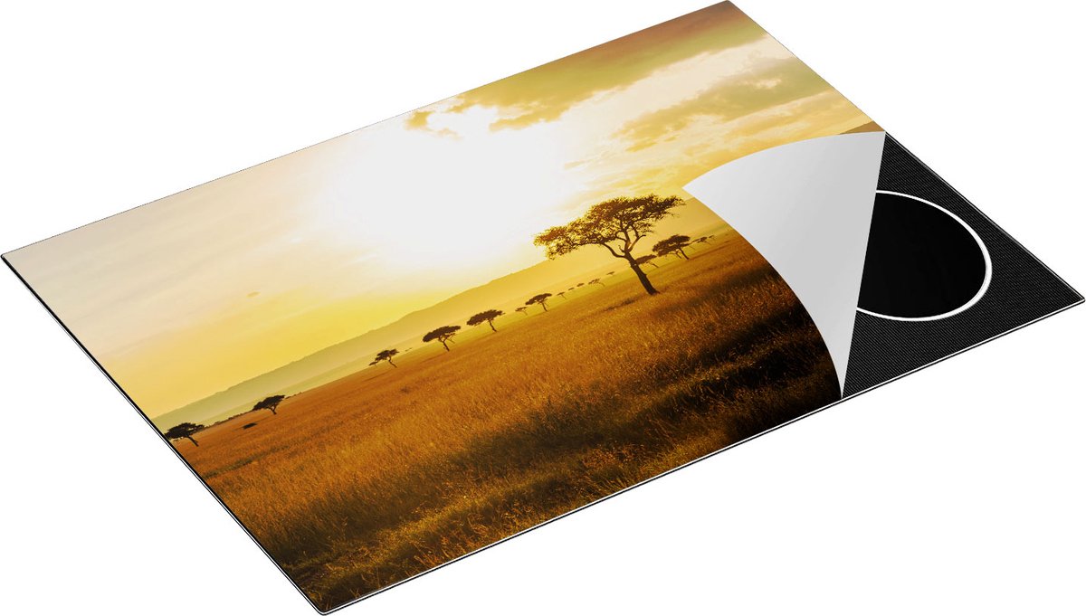 Chefcare Inductie Beschermer Zonsondergang in de Savanne - 77x51 cm - Afdekplaat Inductie - Kookplaat Beschermer - Inductie Mat