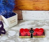 Rode hartvormige kaarsen - Waxinelichtjes - Kaarsjes - Rode hartvormige waxinelichtjes - Valentijn - Set van 3