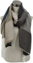 Sjaal-omslagdoek geribbeld-blokprint herfst-winter 210/70cm grijs